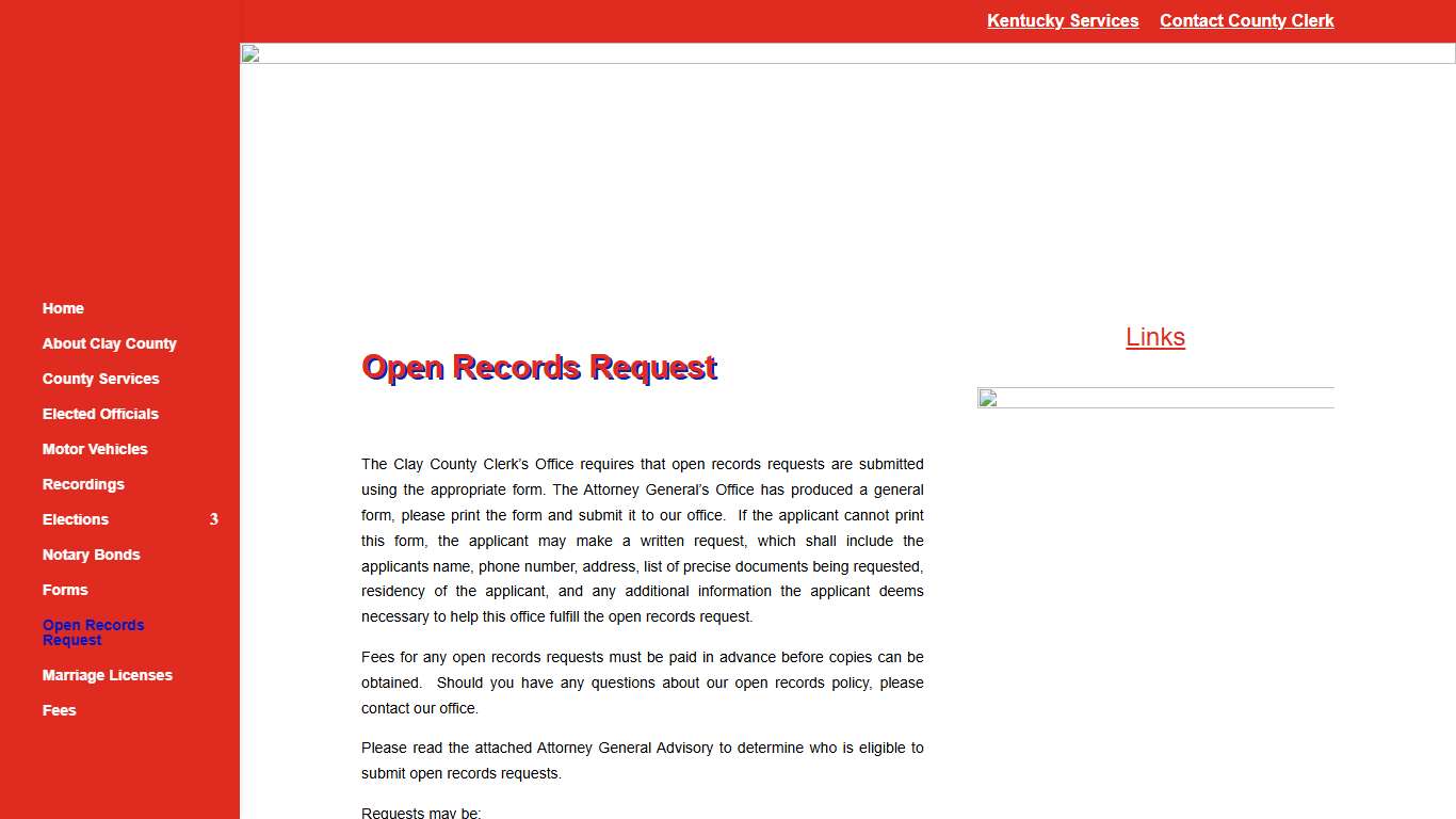 Open Records Request | Clay County Clerk
